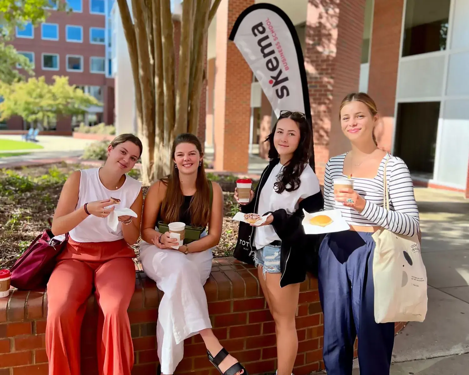Raleigh student having a breakfast outdoor